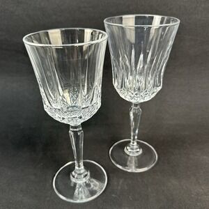Toscany 'Elite' 7" Faceted Crystal Wine Glasses With Hexagonal Stems, Set of 2